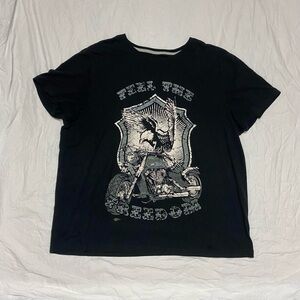 Y2k shirt with graphic of eagle & motorcycle